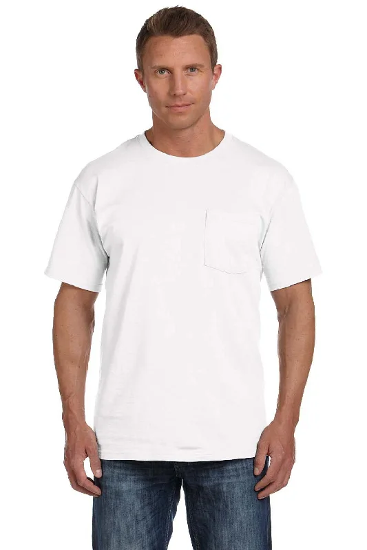 Fruit Of The Loom Mens HD Jersey Short Sleeve Crewneck T-Shirt w/ Pocket - White