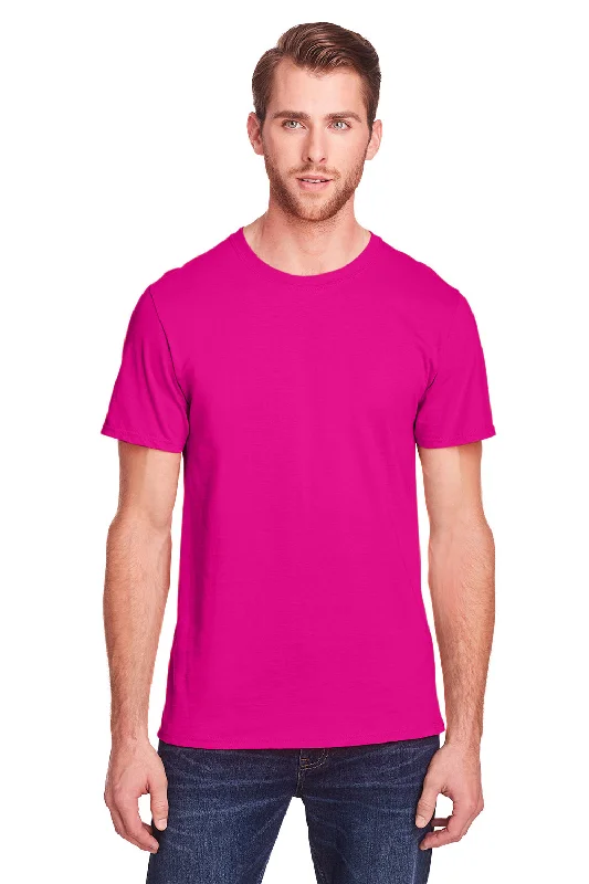 Fruit Of The Loom Mens Iconic Short Sleeve Crewneck T-Shirt - Cyber Pink