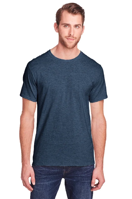 Fruit Of The Loom Mens Iconic Short Sleeve Crewneck T-Shirt - Heather Indigo Blue