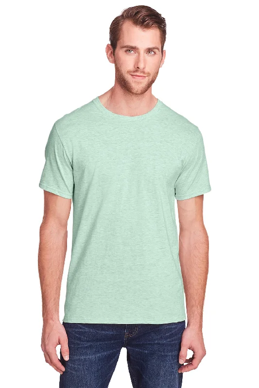 Fruit Of The Loom Mens Iconic Short Sleeve Crewneck T-Shirt - Heather Mint Green - Closeout