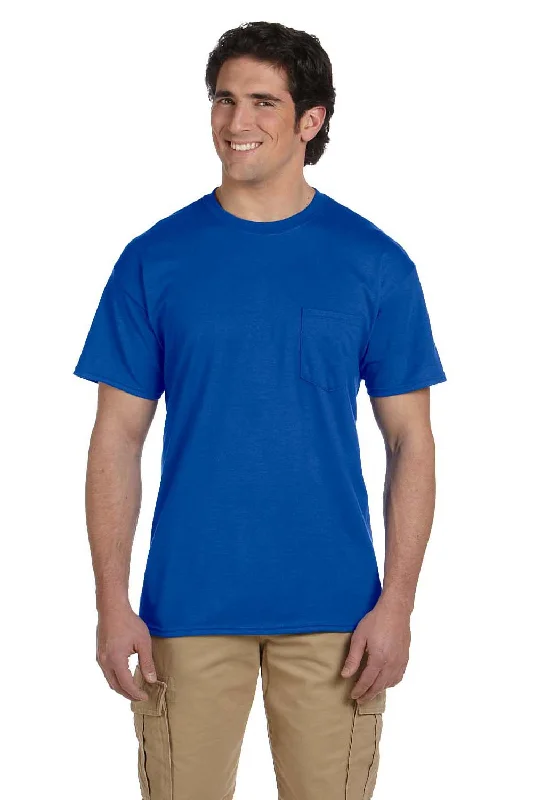 Gildan Mens DryBlend Moisture Wicking Short Sleeve Crewneck T-Shirt w/ Pocket - Royal Blue