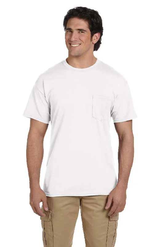 Gildan Mens DryBlend Moisture Wicking Short Sleeve Crewneck T-Shirt w/ Pocket - White