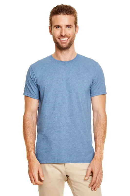 Gildan Mens Softstyle Short Sleeve Crewneck T-Shirt - Heather Indigo Blue