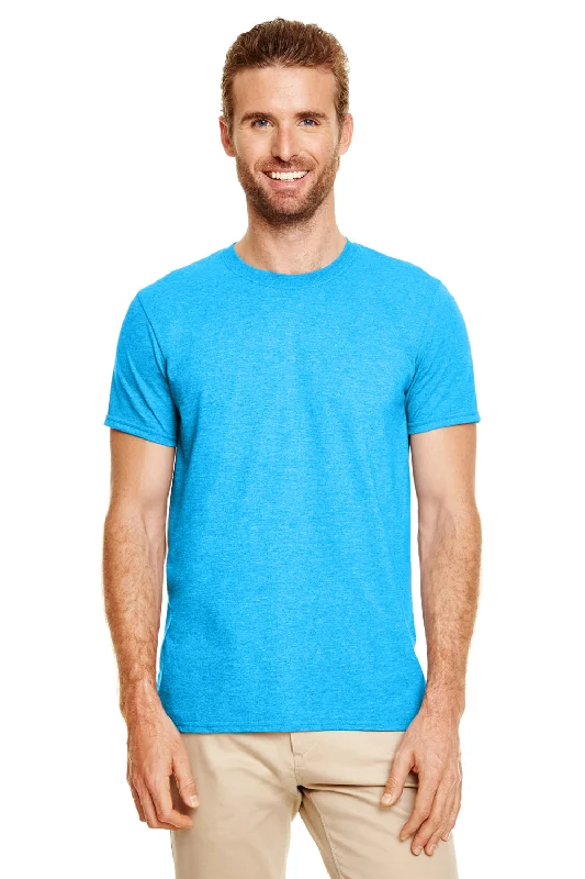 Gildan Mens Softstyle Short Sleeve Crewneck T-Shirt - Heather Sapphire Blue