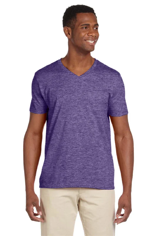 Gildan Mens Softstyle Short Sleeve V-Neck T-Shirt - Heather Purple