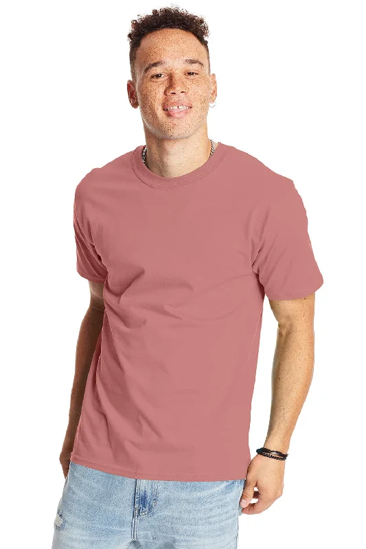 Hanes Mens Beefy-T Short Sleeve Crewneck T-Shirt - Mauve