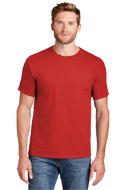 Hanes Mens Beefy-T Short Sleeve Crewneck T-Shirt - Athletic Red