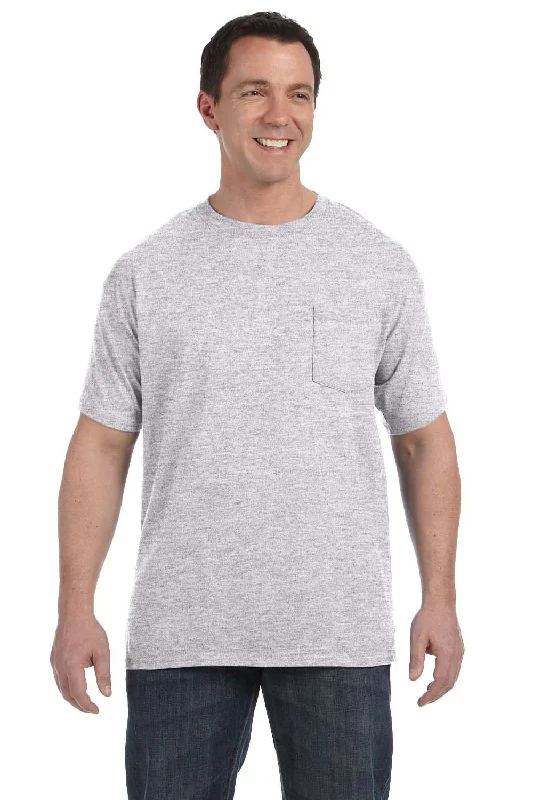 Hanes Mens ComfortSoft Short Sleeve Crewneck T-Shirt w/ Pocket - Ash Grey