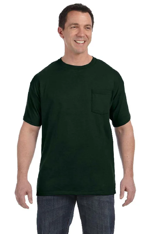 Hanes Mens ComfortSoft Short Sleeve Crewneck T-Shirt w/ Pocket - Deep Forest Green