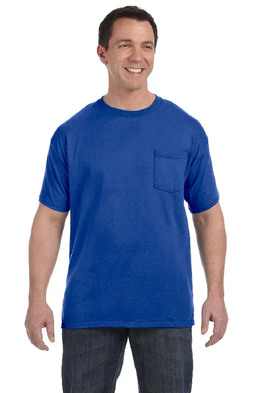 Hanes Mens ComfortSoft Short Sleeve Crewneck T-Shirt w/ Pocket - Deep Royal Blue