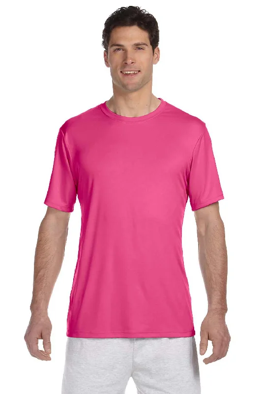 Hanes Mens Cool DRI FreshIQ Moisture Wicking Short Sleeve Crewneck T-Shirt - Wow Pink