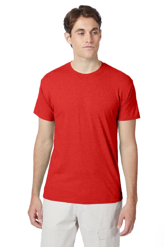 Hanes Mens X-Temp FreshIQ Moisture Wicking Short Sleeve Crewneck T-Shirt - Heather Poppy Red