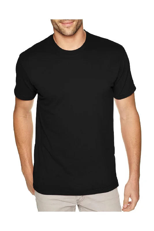 Next Level Mens Sueded Jersey Short Sleeve Crewneck T-Shirt - Black