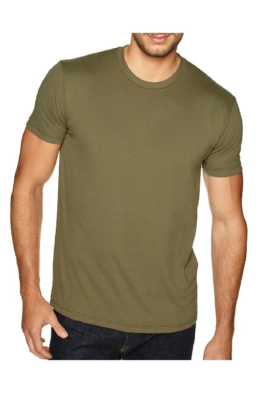 Next Level Mens Sueded Jersey Short Sleeve Crewneck T-Shirt - Military Green