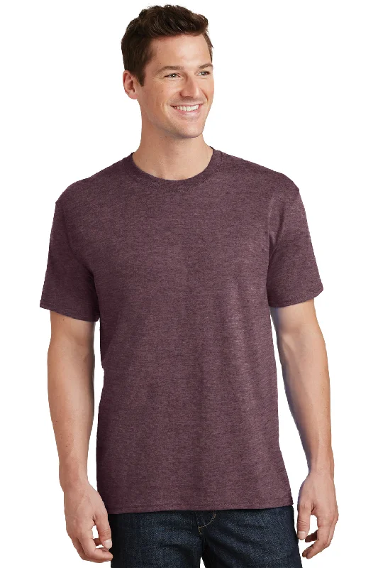 Port & Company Mens Core Short Sleeve Crewneck T-Shirt - Heather Athletic Maroon