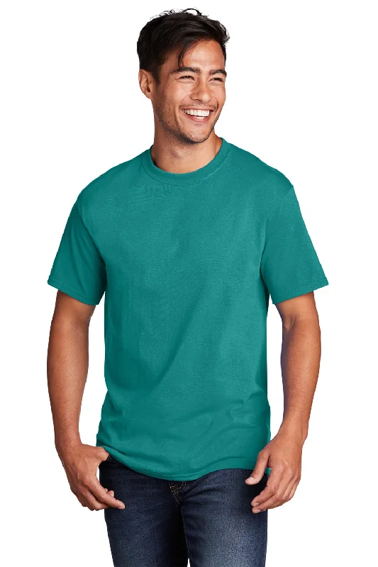 Port & Company Mens Core Short Sleeve Crewneck T-Shirt - Bright Aqua Blue