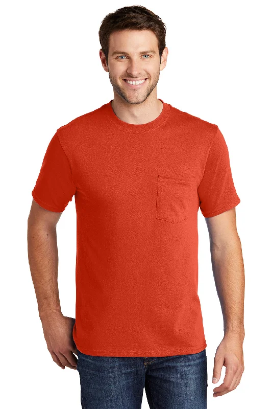 Port & Company Mens Core Short Sleeve Crewneck T-Shirt w/ Pocket - Orange