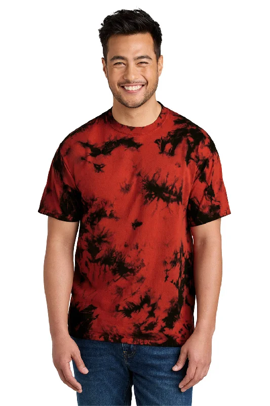 Port & Company Mens Crystal Tie-Dye Short Sleeve Crewneck T-Shirt - Black/Red