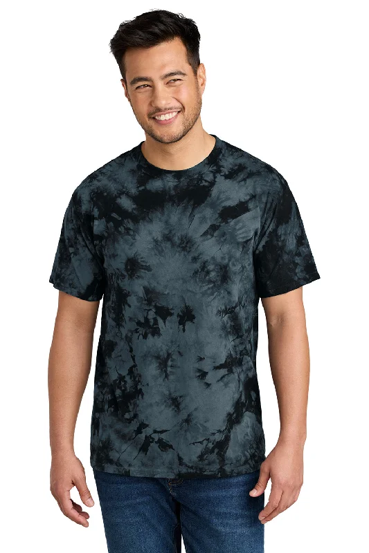 Port & Company Mens Crystal Tie-Dye Short Sleeve Crewneck T-Shirt - Black