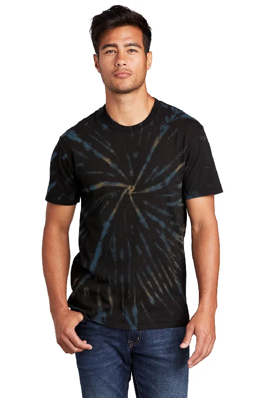 Port & Company Mens Tie-Dye Short Sleeve Crewneck T-Shirt - Black Galaxy Spiral