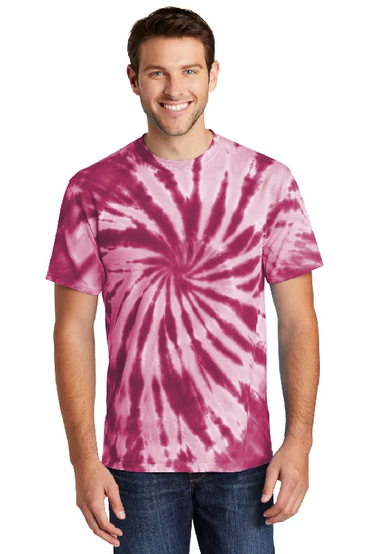 Port & Company Mens Tie-Dye Short Sleeve Crewneck T-Shirt - Maroon