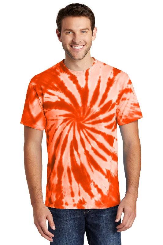 Port & Company Mens Tie-Dye Short Sleeve Crewneck T-Shirt - Orange