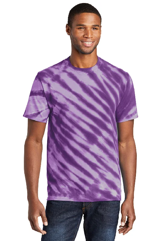 Port & Company Mens Tie-Dye Short Sleeve Crewneck T-Shirt - Purple