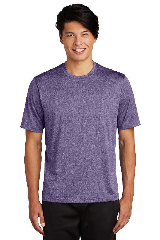 Sport-Tek Mens Contender Heather Moisture Wicking Short Sleeve Crewneck T-Shirt - Heather Purple