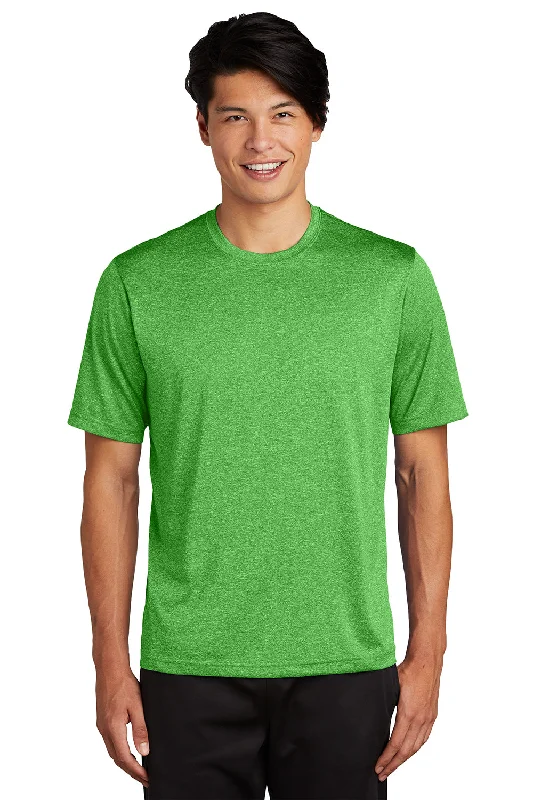 Sport-Tek Mens Contender Heather Moisture Wicking Short Sleeve Crewneck T-Shirt - Heather Turf Green