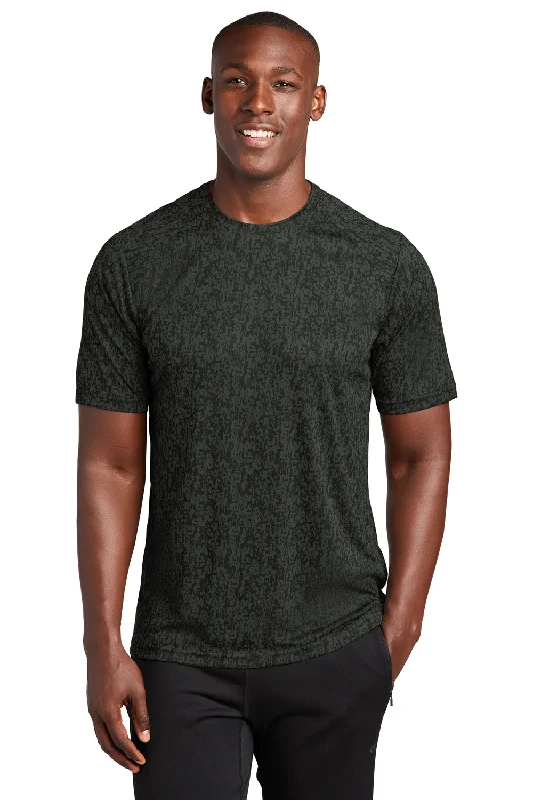 Sport-Tek Mens Digi Camo Moisture Wicking Short Sleeve Crewneck T-Shirt - Black