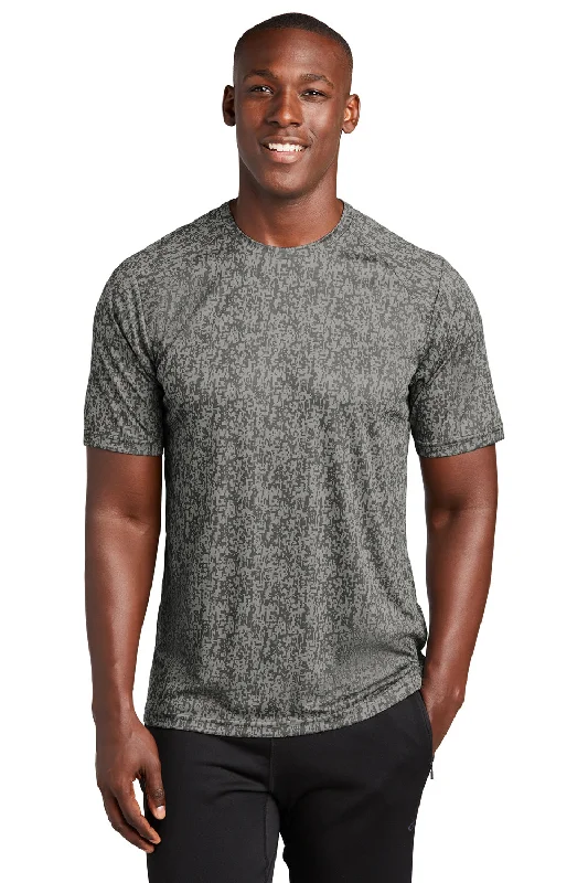 Sport-Tek Mens Digi Camo Moisture Wicking Short Sleeve Crewneck T-Shirt - Concrete Grey