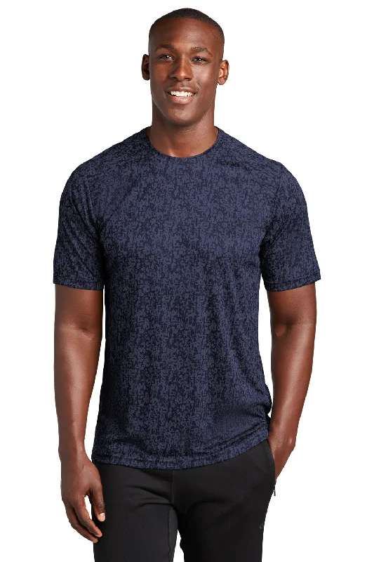 Sport-Tek Mens Digi Camo Moisture Wicking Short Sleeve Crewneck T-Shirt - True Navy Blue