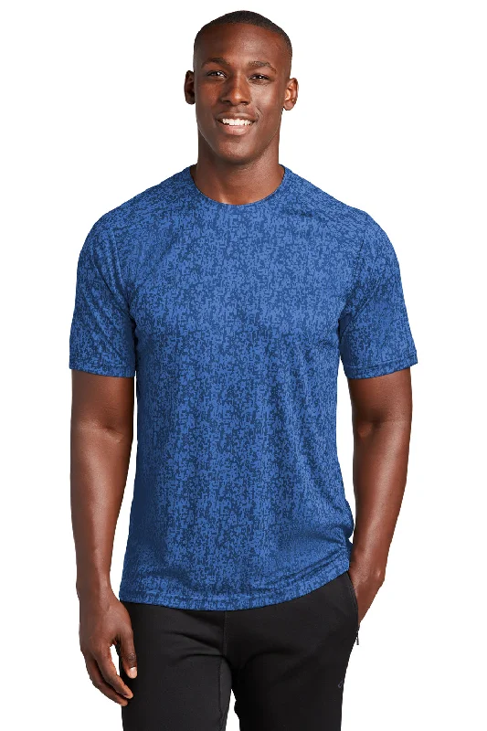 Sport-Tek Mens Digi Camo Moisture Wicking Short Sleeve Crewneck T-Shirt - Royal Blue