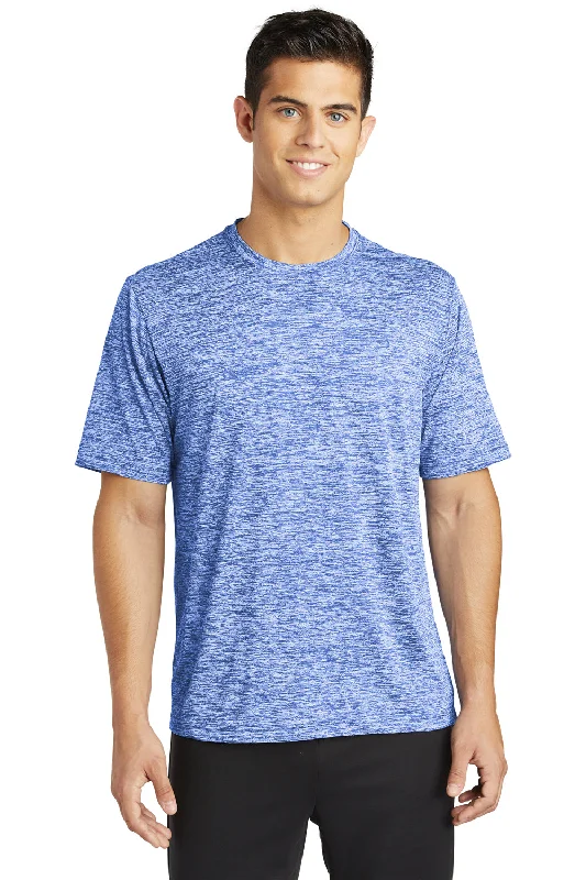 Sport-Tek Mens Electric Heather Moisture Wicking Short Sleeve Crewneck T-Shirt - True Royal Blue Electric