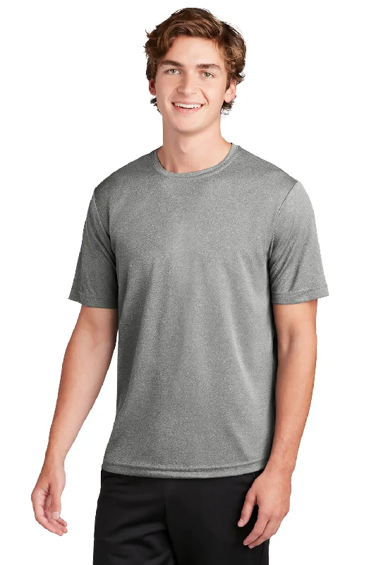 Sport-Tek Mens RacerMesh Moisture Wicking Short Sleeve Crewneck T-Shirt - Heather Grey