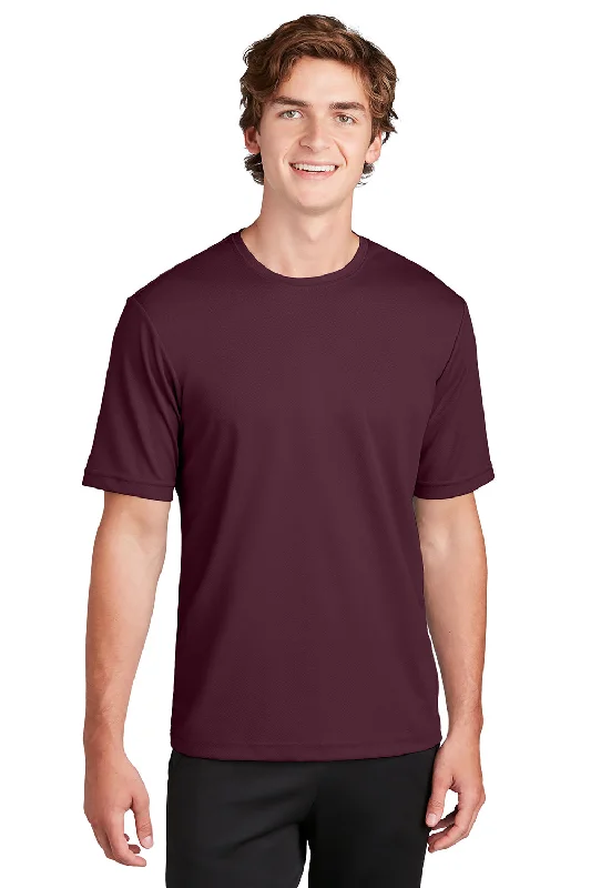 Sport-Tek Mens RacerMesh Moisture Wicking Short Sleeve Crewneck T-Shirt - Maroon