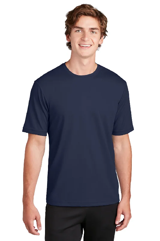 Sport-Tek Mens RacerMesh Moisture Wicking Short Sleeve Crewneck T-Shirt - True Navy Blue