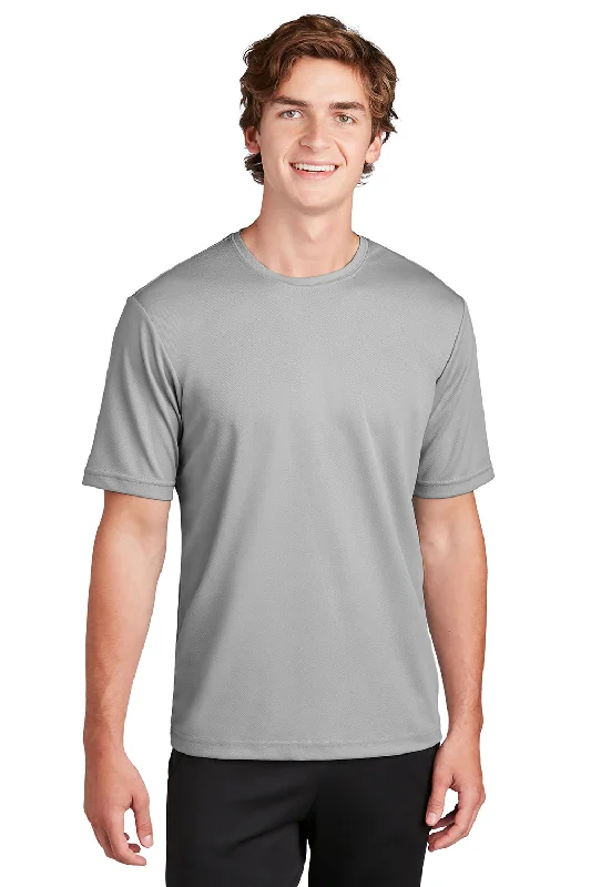 Sport-Tek Mens RacerMesh Moisture Wicking Short Sleeve Crewneck T-Shirt - Silver Grey