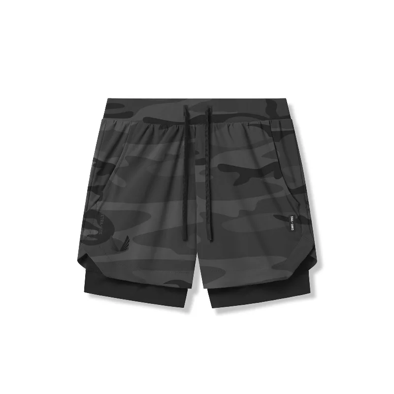 0865. Tetra-Lite® 5" Liner Short - Black Camo "Wings"/Black