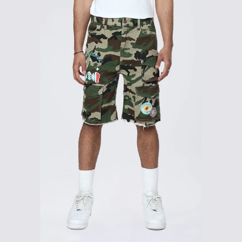 Doodle Graphic Resort Twill Shorts - Wood Camo