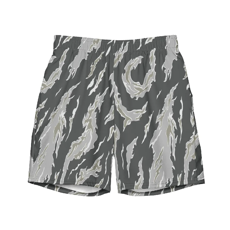 Drab Tiger Stripe Camo Men's Swim Trunks