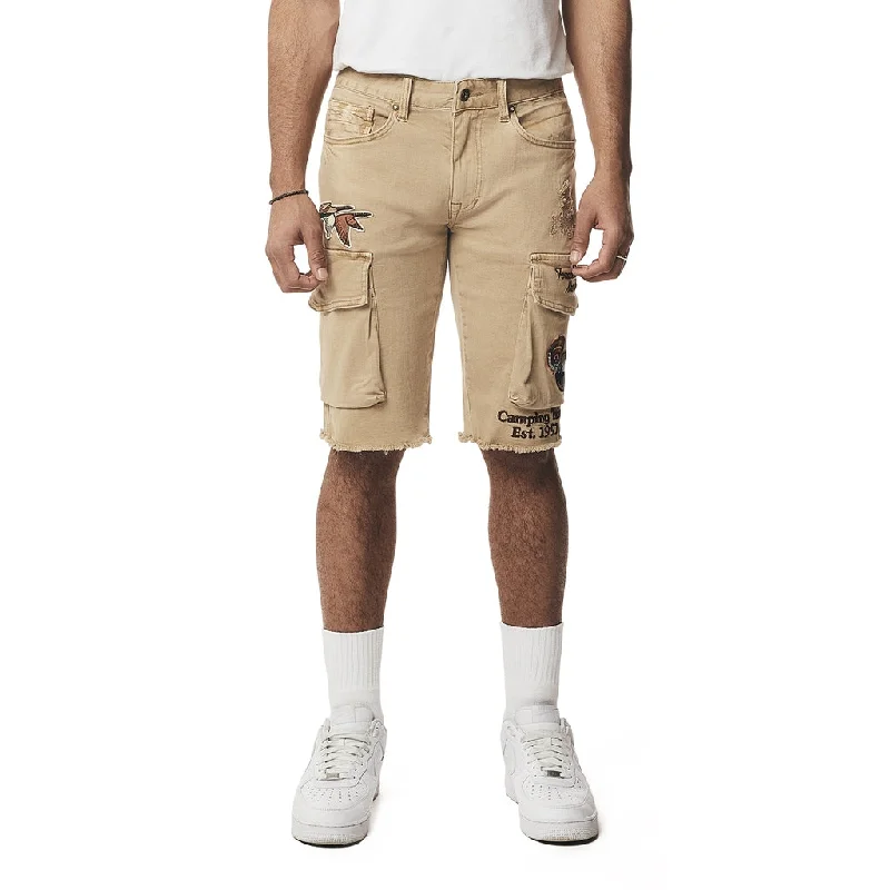 Slim Forest Collection Cargo Twill Shorts - Khaki