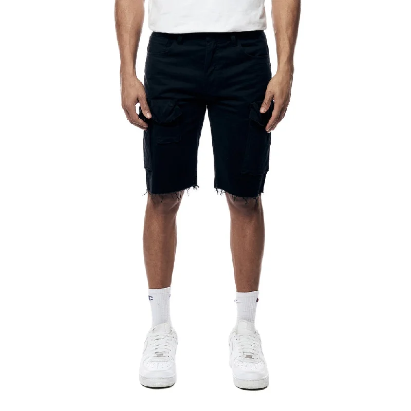 Slim Garment Washed Twill Cargo Shorts - Black