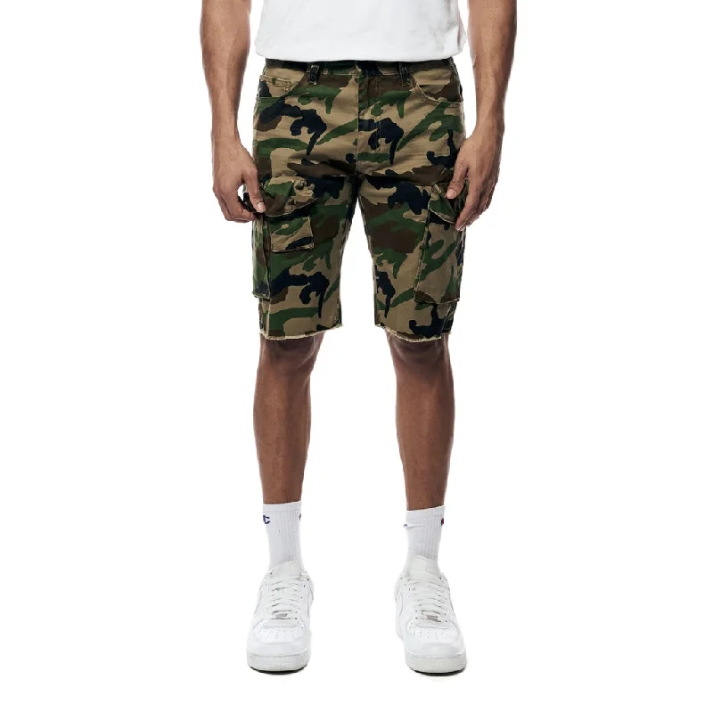 Slim Garment Washed Twill Cargo Shorts - Wood Camo