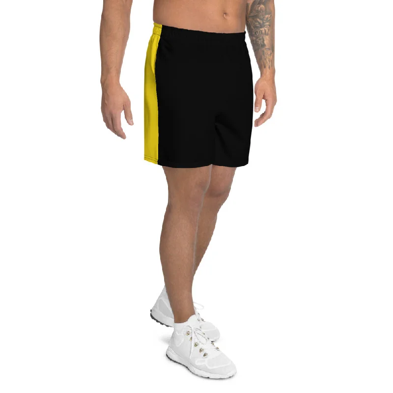 Gold And Black Men's Athletic Long Shorts