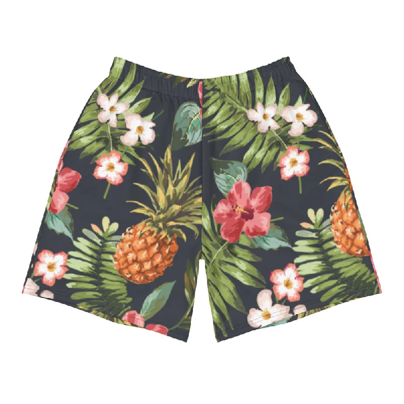 Hawaiian Print Men's Athletic Long Shorts