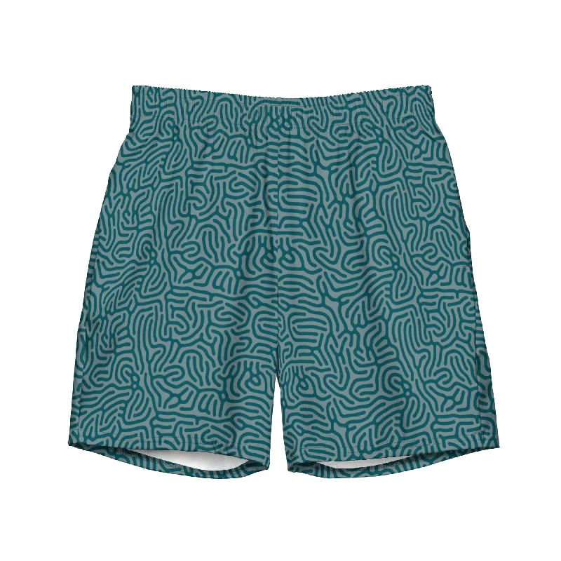 Maze Coral Sherpa Blue Men's Swim Trunks