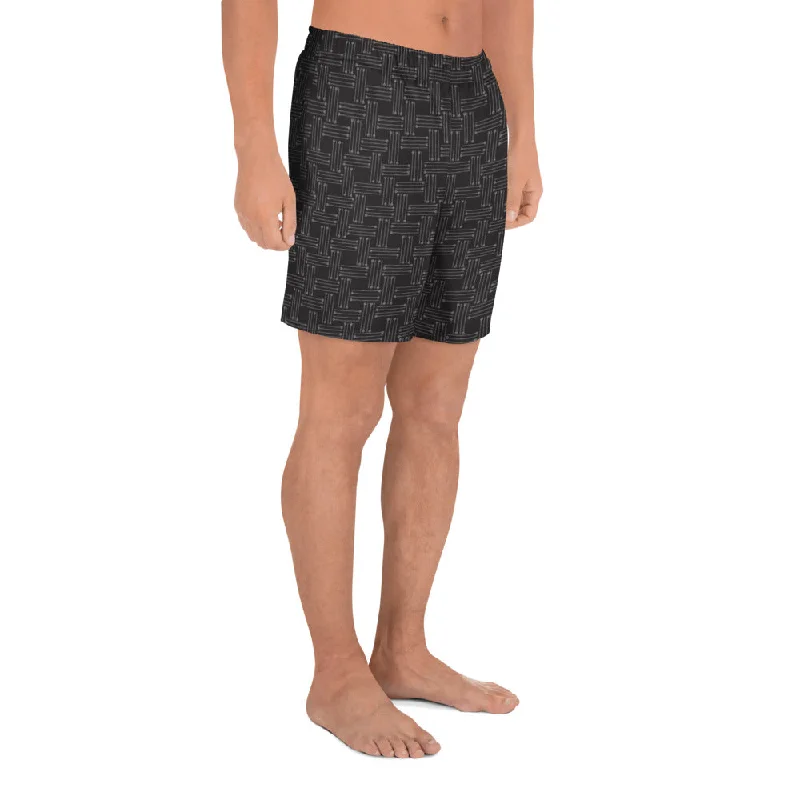 Mod Black and Grey Pattern Men's Athletic Stretch Shorts