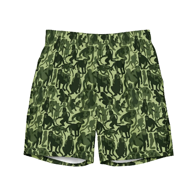 Monkey Business Primate Camo Pattern Men's Swim Trunks