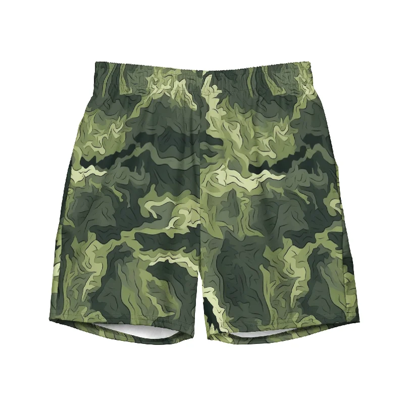 Mossy Grounds Organic Woodland Camouflage Pattern Men's Swim Trunks